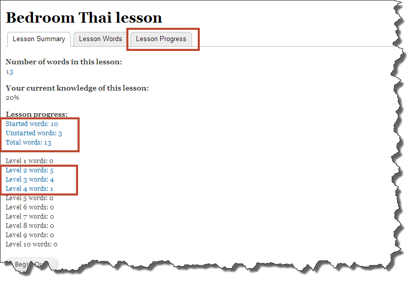 Lesson Progress - new tab